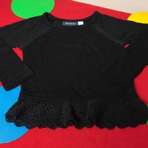 Children’s place black sweater w/ lace ruffle